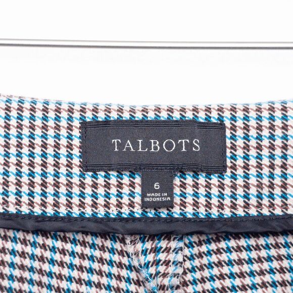 TALBOTS Signature Houndstooth Cotton Stretch Ankle Pants‎ Brown Blue Ivory Sz 6 - Picture 5 of 7